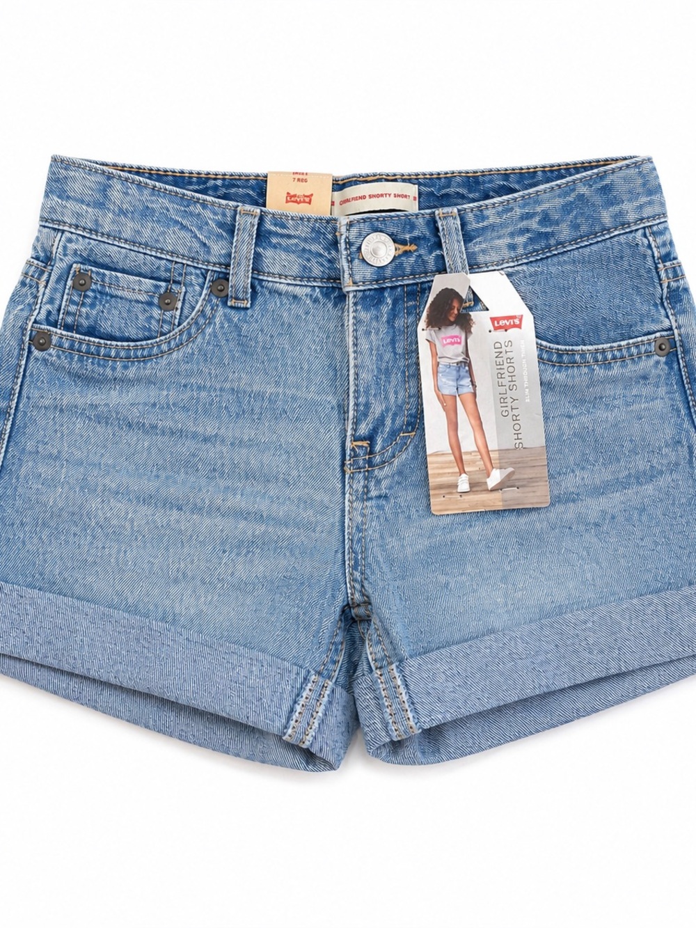 Levi’s Girlfriend Short Denim Shorts NWT Girls Size 7 Regular